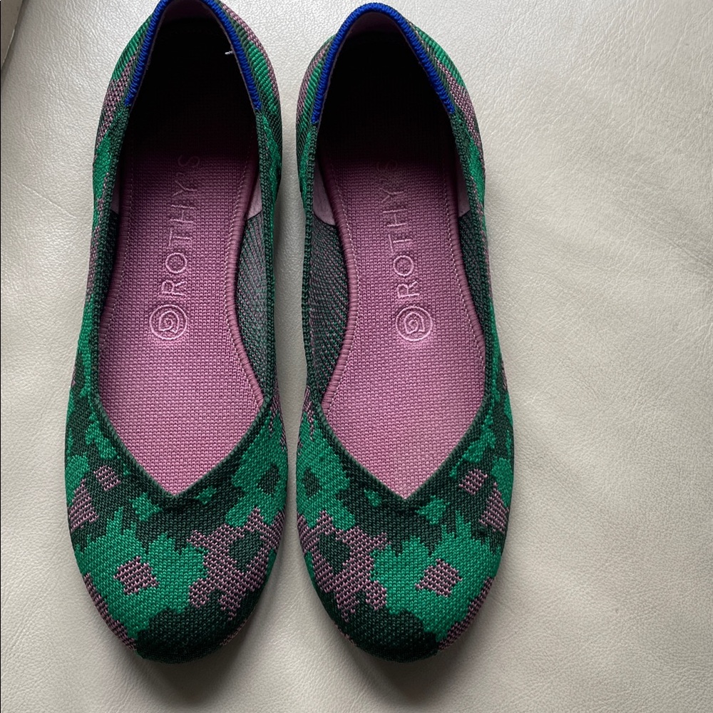 Rothy's Vibrant Green and Purple Flats